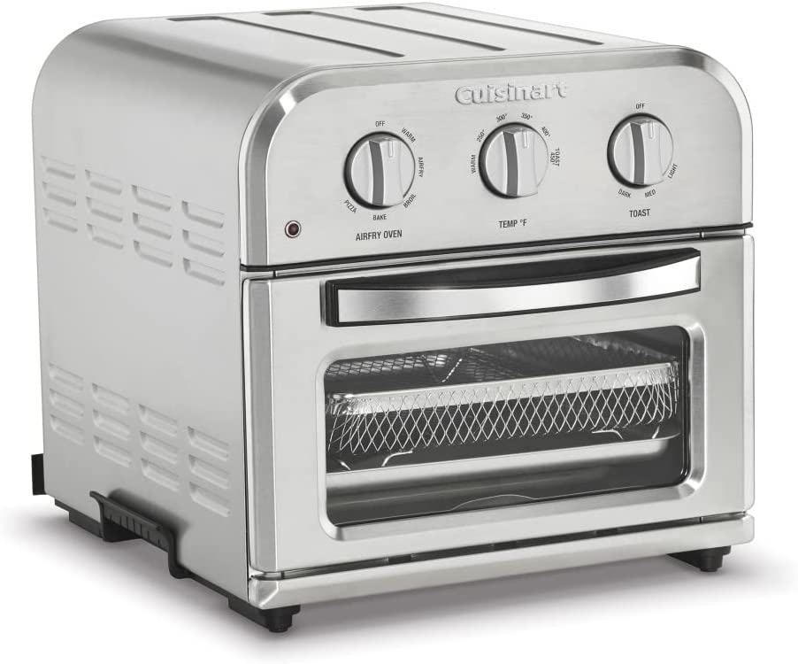 Cuisinart TOA-26 Compact Airfryer Toaster Oven, 1800-Watt Motor with 6-in-1 Functions and Wide Temperature Range, Large Capacity Air Fryer with 60-Minute Timer Auto-Off, Stainless Steel