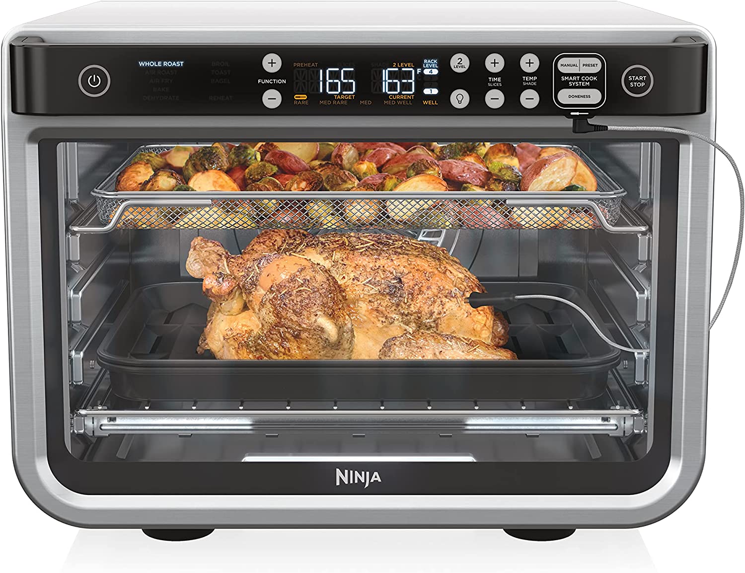 Ninja DT251 Foodi 10-in-1 Smart XL Air Fry Oven, Bake, Broil, Toast, Air Fry, Roast, Digital Toaster, Smart Thermometer
