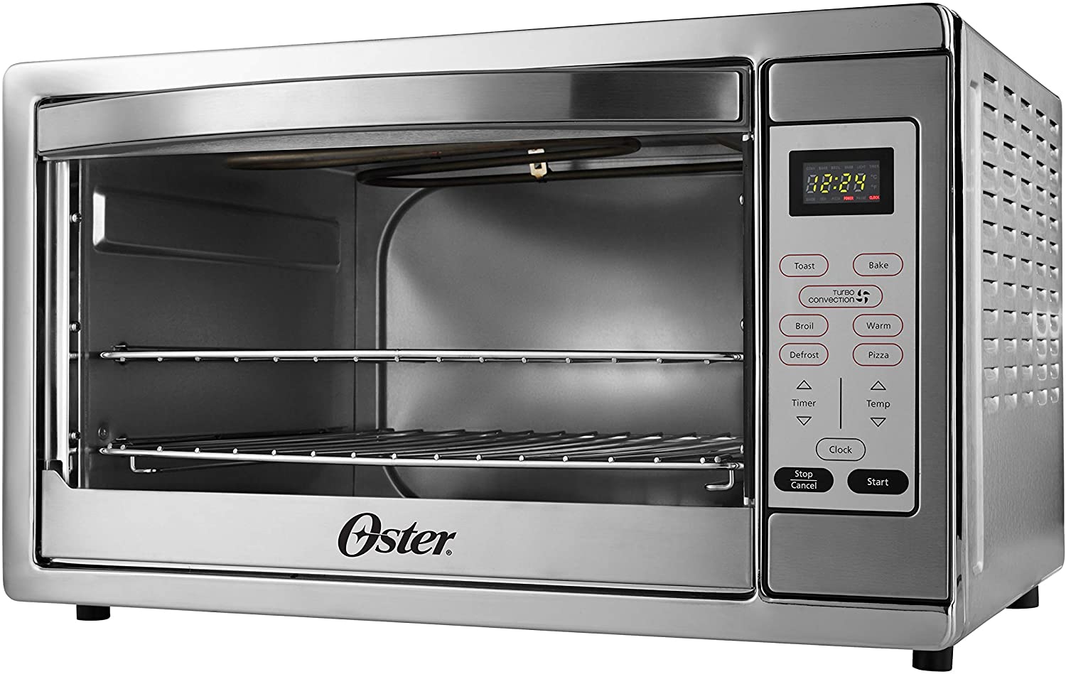 Oster Toaster Oven, 7-in-1 Countertop Toaster Oven, Fits 2 Large Pizzas, Stainless Steel