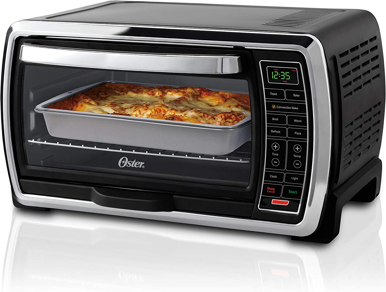 Oster Toaster Oven Digital Convection Oven, Large 6-Slice Capacity, Black Polished Stainless