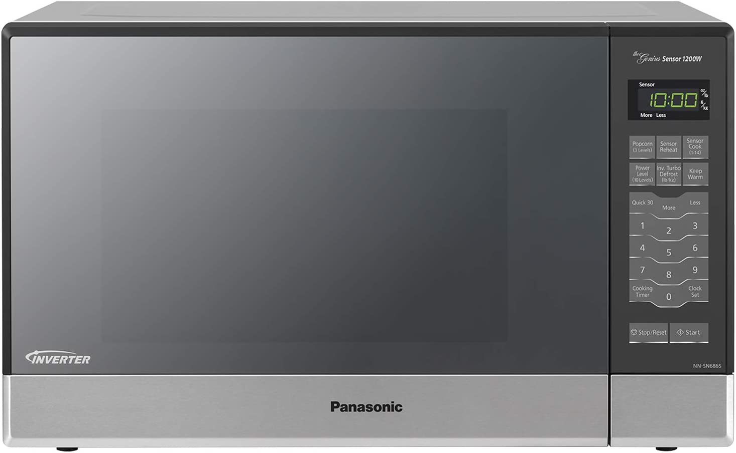Panasonic Microwave Oven NN-SN686S Stainless Steel Countertop Built-In with Inverter Technology and Genius Sensor, 1.2 Cubic Foot, 1200W