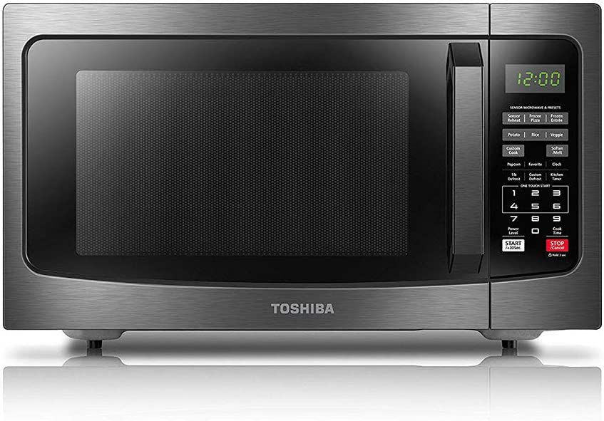 TOSHIBA EM131A5C-BS Countertop Microwave Ovens 1.2 Cu Ft, 12.Removable Turntable Smart Humidity Sensor 12 Auto Menus Mute Function ECO Mode Easy Clean Interior Black Color 1100W