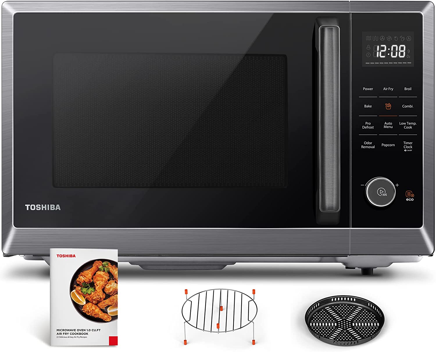 TOSHIBA ML2-EC10SA(BS) 8-in-1 Countertop Microwave with Air Fryer Microwave Combo, Convection, Broil, Odor removal, Mute Function