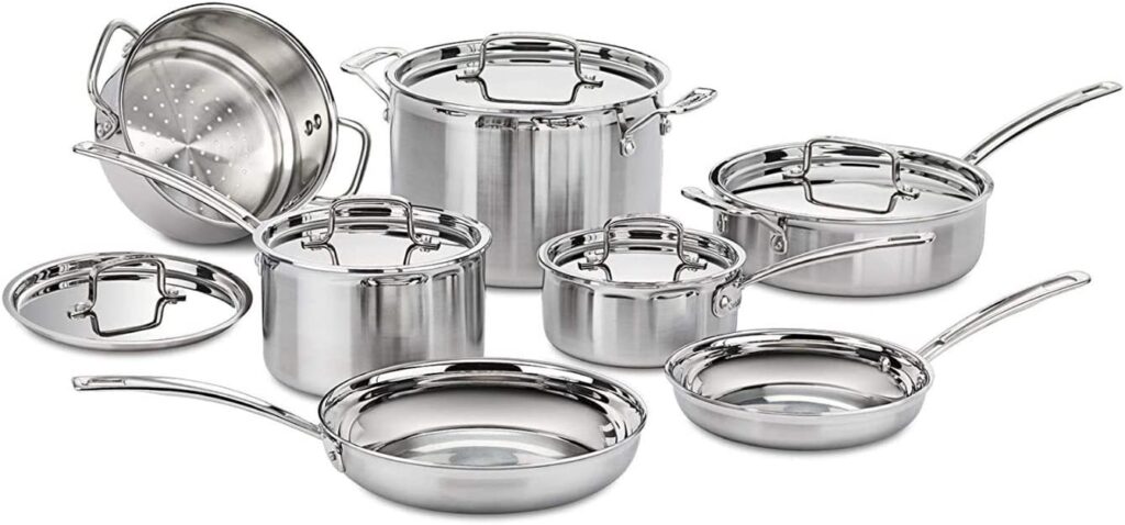 Cuisinart MCP-12N MultiClad Pro 3-Ply Stainless Steel 12-Piece Cookware Set
