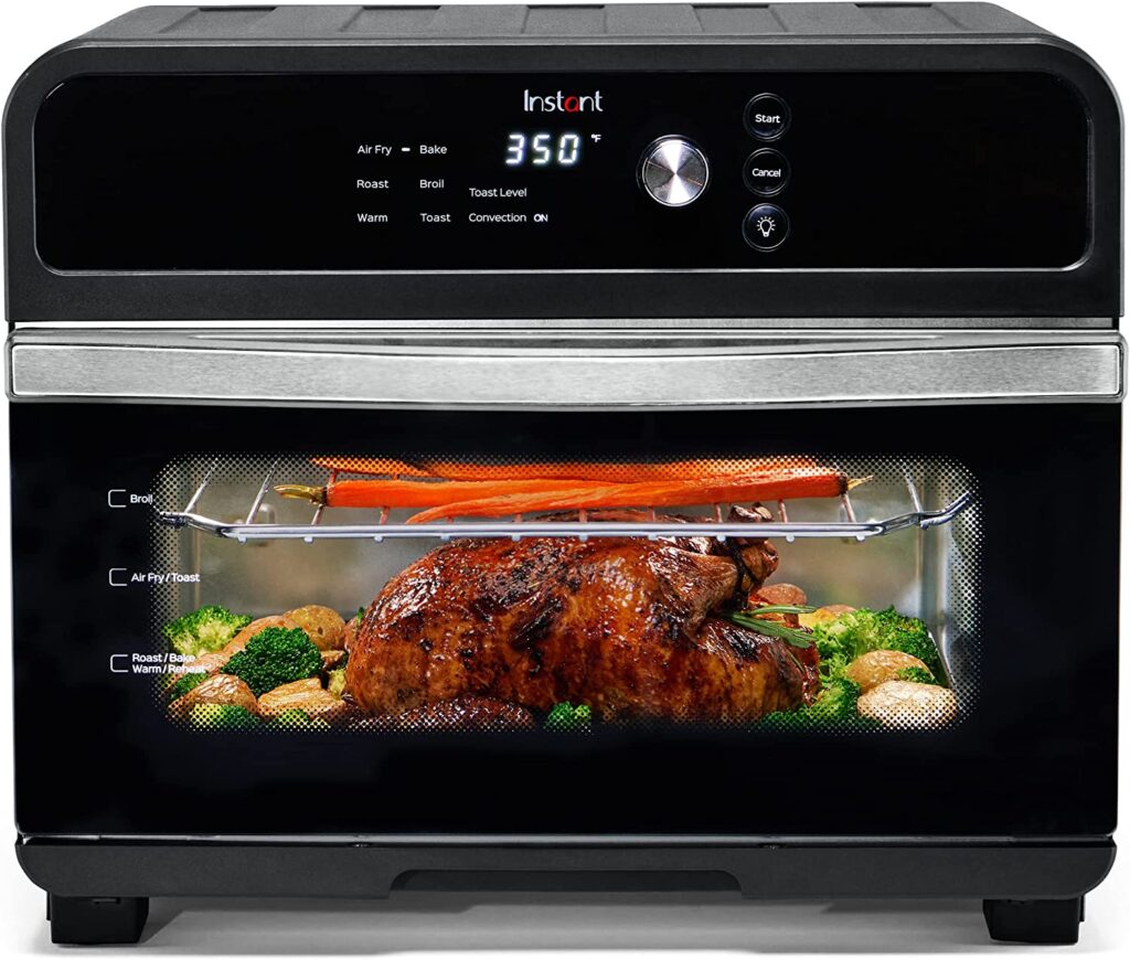 Instant Omni Air Fryer Toaster Oven Combo 19 QT/18L, From the Makers of Instant Pot, 7-in-1 Functions, Fits a 12" Pizza Oven, 6 Slices of Bread, App with Over 100 Recipes, Black Finish
