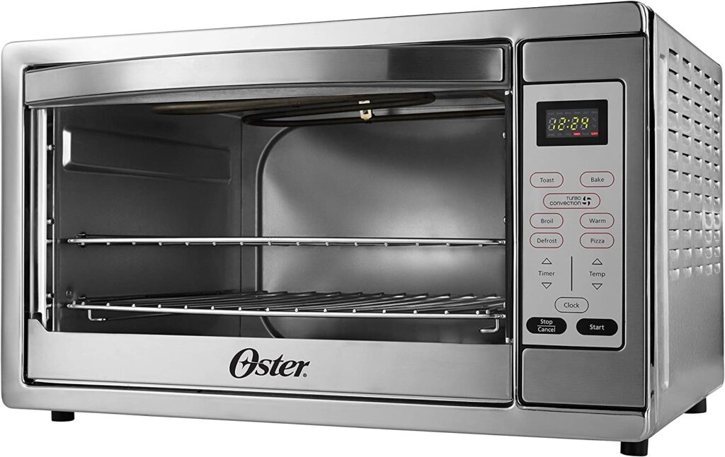 Oster Toaster Oven, 7-in-1 Countertop Toaster Oven, 10.5" x 13" Fits 2 Large Pizzas, Stainless Steel
