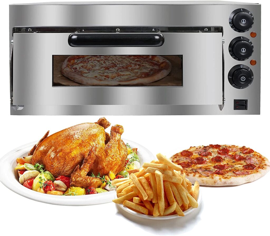 Shikha 16 inch Commercial Pizza Oven, Countertop Electric Pizza and Snack Oven,1400W 110V Multipurpose Toaster Bake Broiler 20L Capacity Stainless Steel for Restaurant Home Pizza Pretzels Baked Roast Yakitori
