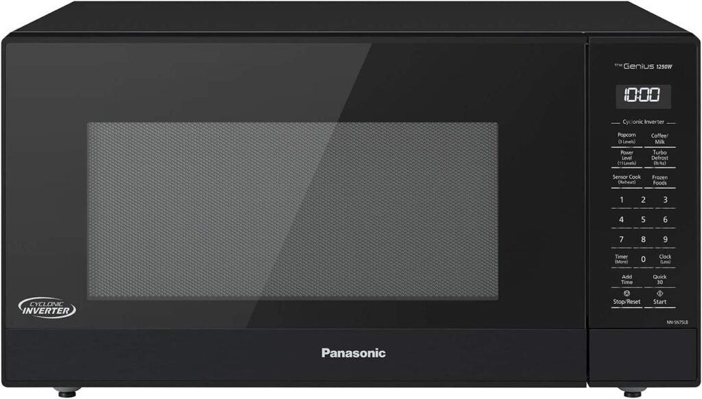 Panasonic NN-SN75LB 1.6 cu.ft Cyclonic Inverter Countertop Microwave Oven 1250Watt Power with Genius Sensor Cooking, cft, Black
